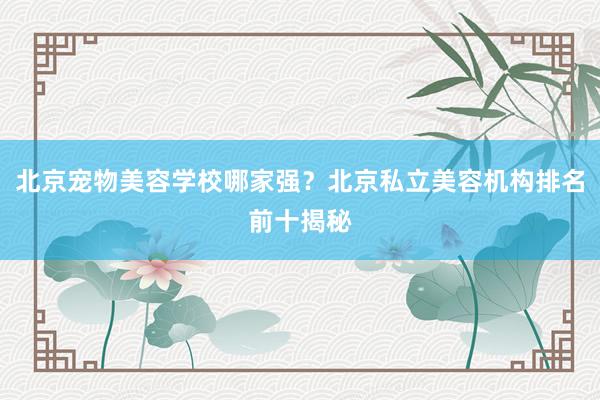 北京宠物美容学校哪家强？北京私立美容机构排名前十揭秘