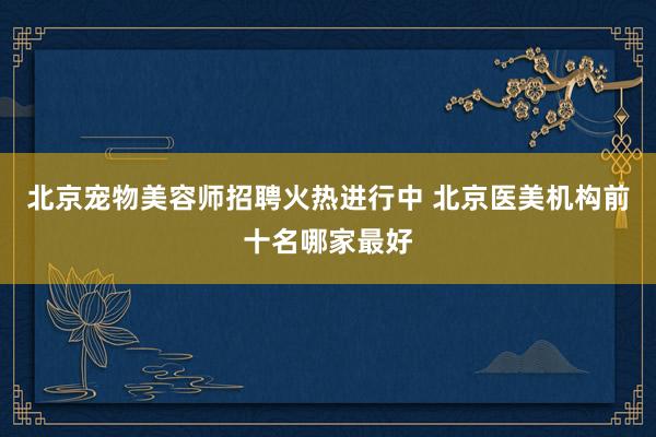 北京宠物美容师招聘火热进行中 北京医美机构前十名哪家最好